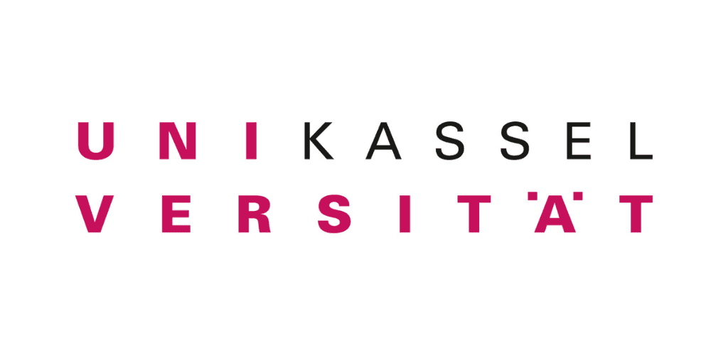 Logo of the University of Kassel with "UNI KASSEL VERSITÄT" in black and pink text on a white background.
