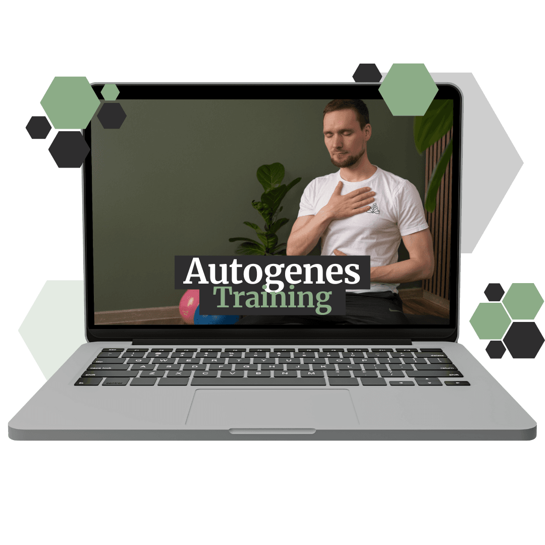 Autogenes Training Online lernen - Zertifizierter Präventionskurs mit Krankenkassenerstattung Ein Bild vom autogenen Training auf einem Laptop